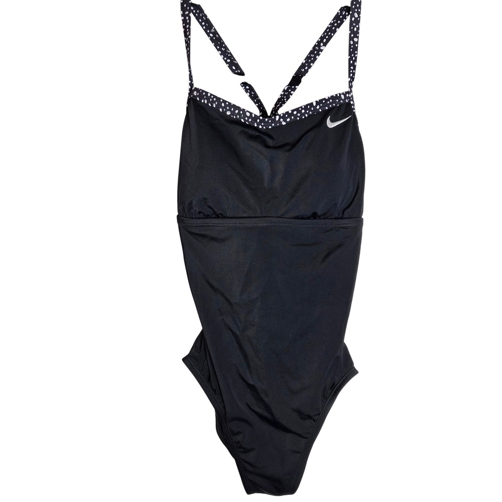 NWOT Nike Black One Piece Swimsuit Strappy Open Back Cutout Athletic Small